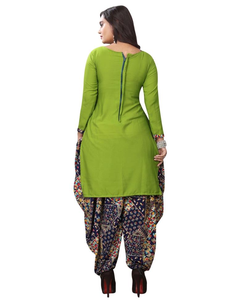 Majestic Olive Green Printed Unstitched Salwar Suit | Sudathi