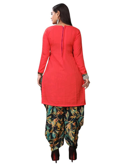 Glamorous Raspberry Red Printed Unstitched Salwar Suit | Sudathi