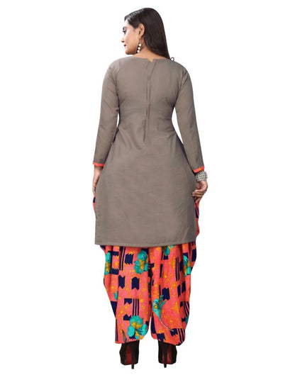 Adorable Stone Grey Printed Unstitched Salwar Suit | Sudathi