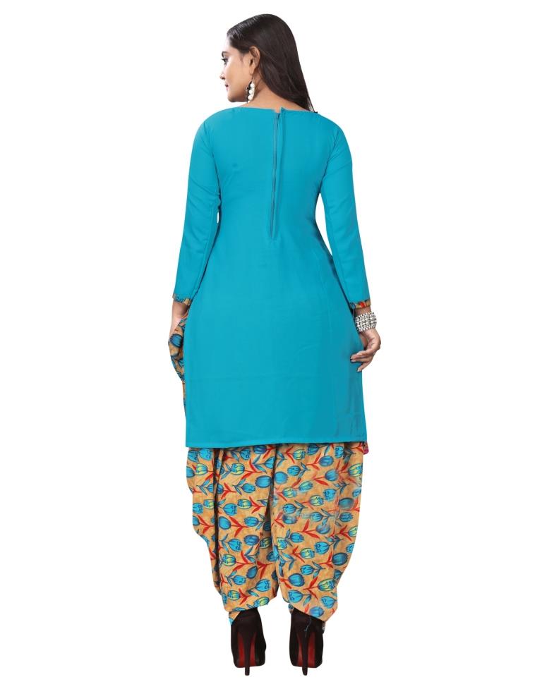 Dashing Sky Blue Printed Unstitched Salwar Suit | Sudathi