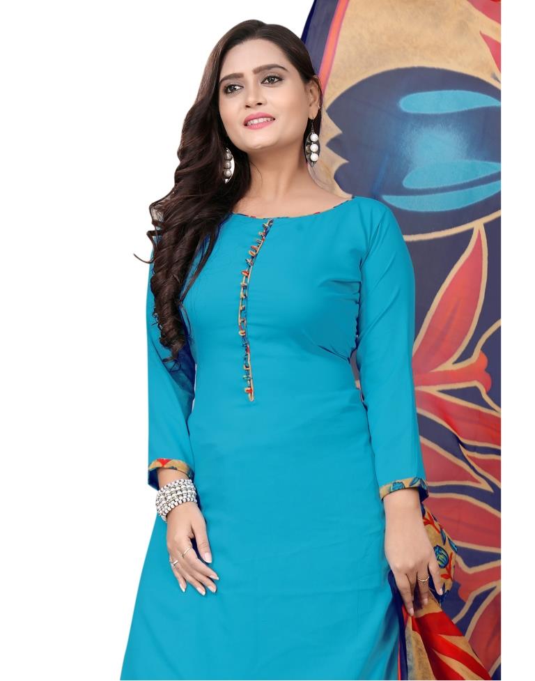 Dashing Sky Blue Printed Unstitched Salwar Suit | Sudathi