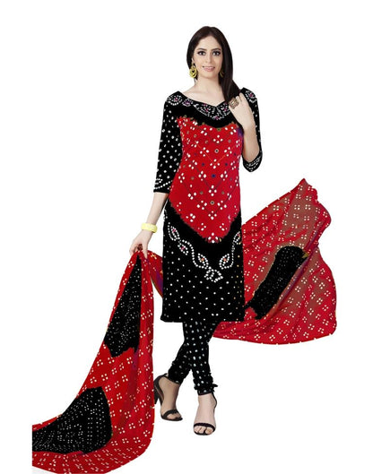 Charming Black Bandhani Printed Unstitched Salwar Suit | Sudathi