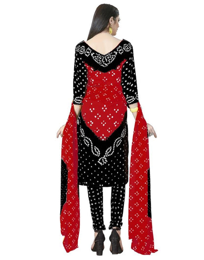 Charming Black Bandhani Printed Unstitched Salwar Suit | Sudathi