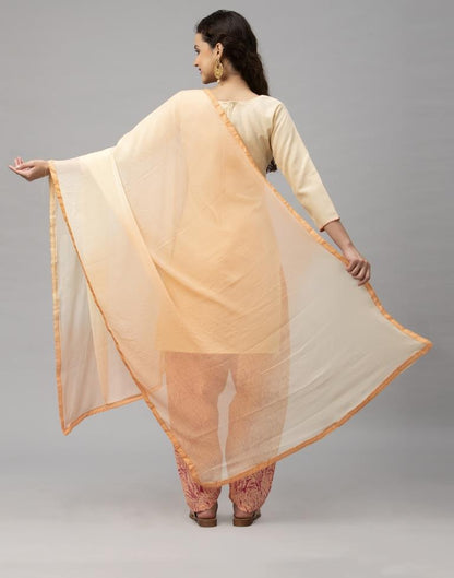 Decent Cream Cotton Embroidered Unstitched Salwar Suit | Sudathi