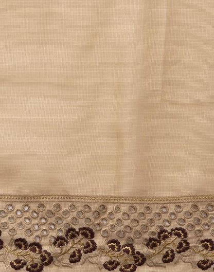 Exquisite Beige Cotton Embroidered Unstitched Salwar Suit | Sudathi