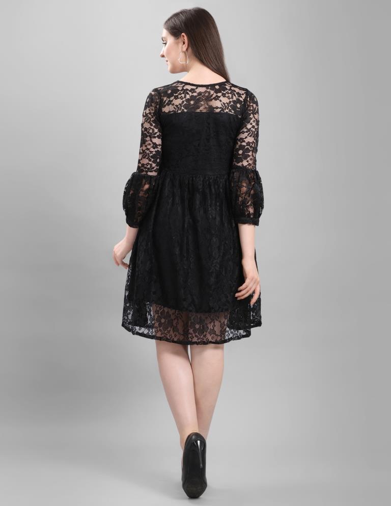 Black Coloured Net Russell Net Dress | Leemboodi