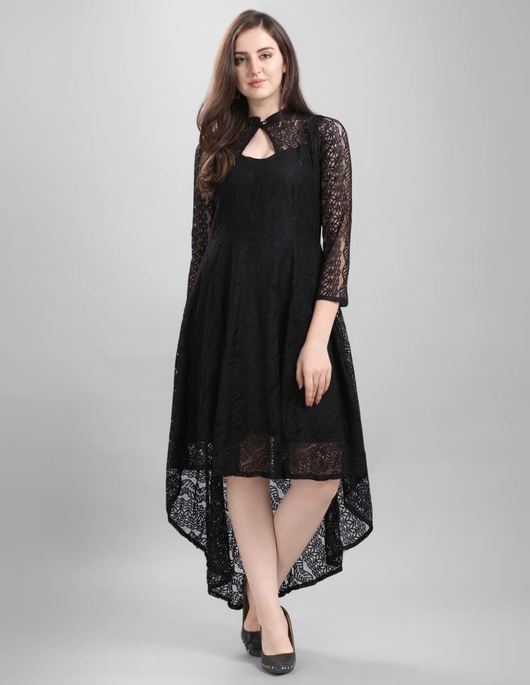 Black Coloured Net Russell Net Dress | Sudathi