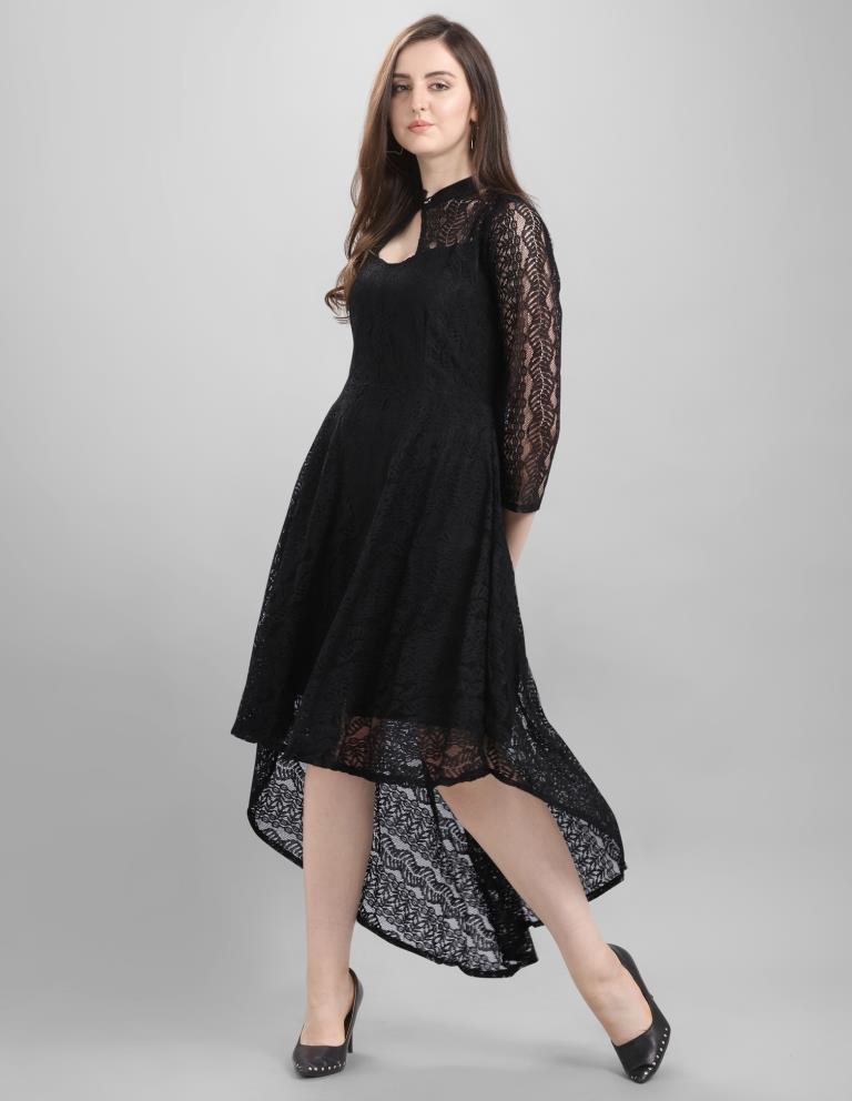 Black Coloured Net Russell Net Dress | Sudathi