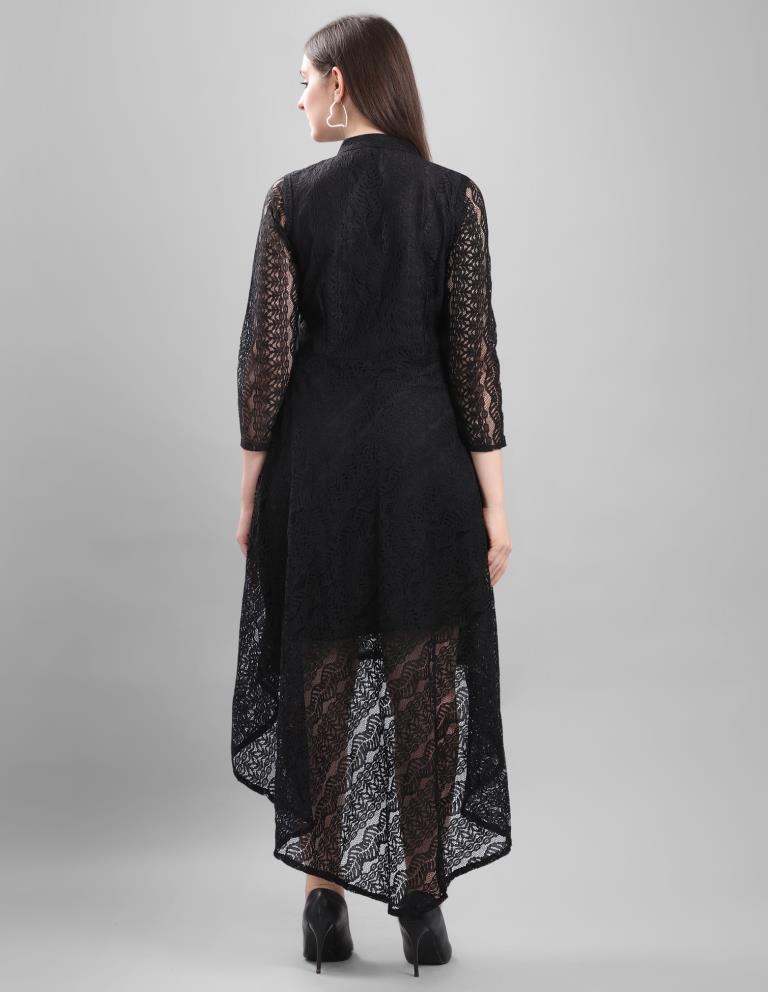 Black Coloured Net Russell Net Dress | Sudathi