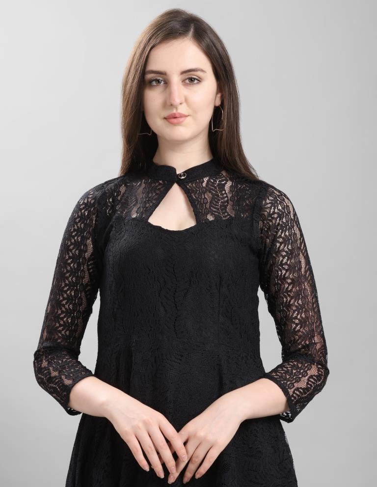 Black Coloured Net Russell Net Dress | Sudathi