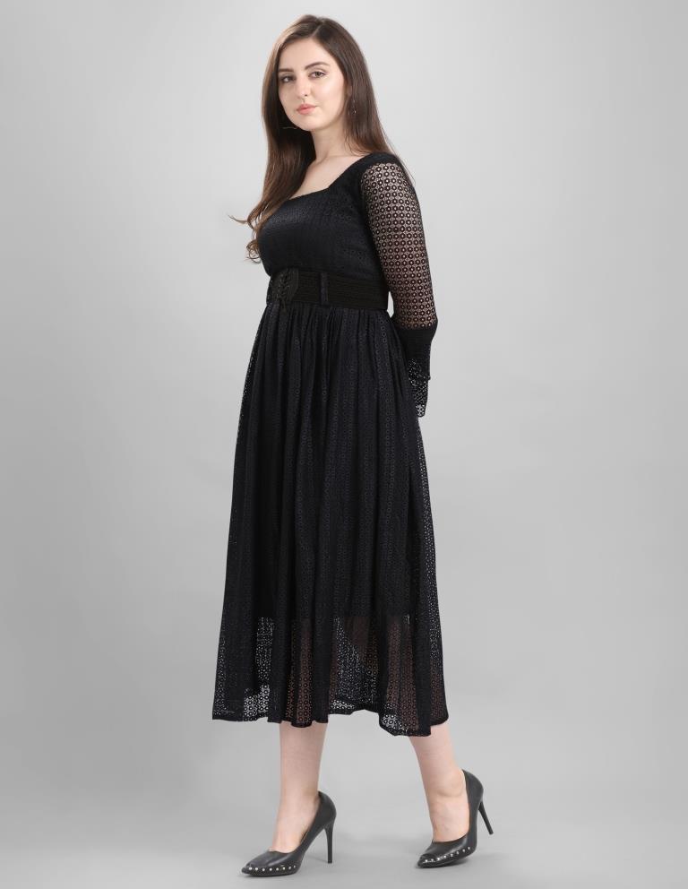 Black Coloured Net Russell Net Dress | Sudathi