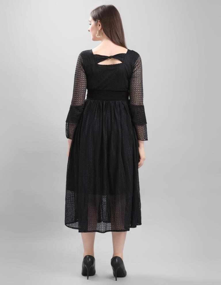 Black Coloured Net Russell Net Dress | Sudathi