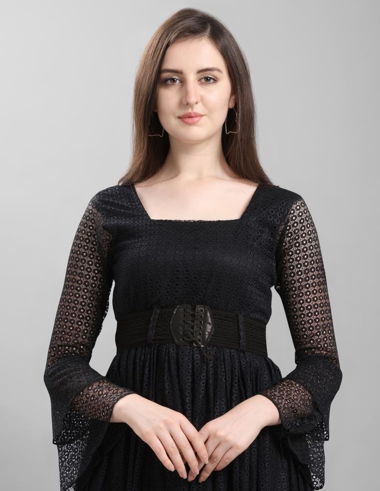 Black Coloured Net Russell Net Dress | Sudathi