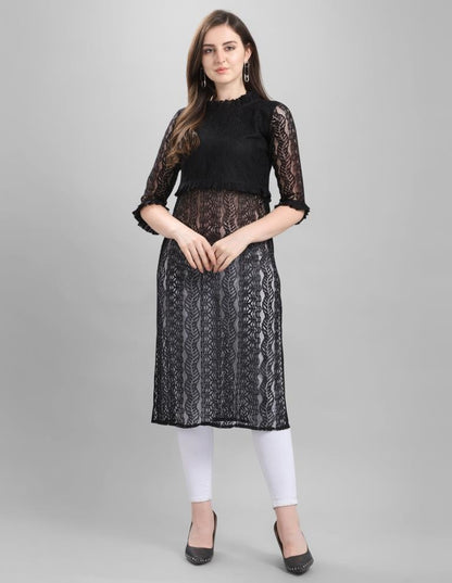 Black Coloured Net Russell Net Dress | Sudathi