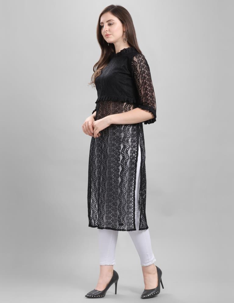 Black Coloured Net Russell Net Dress | Sudathi