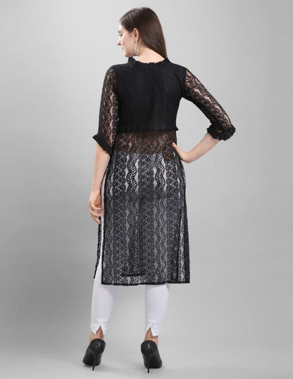 Black Coloured Net Russell Net Dress | Sudathi