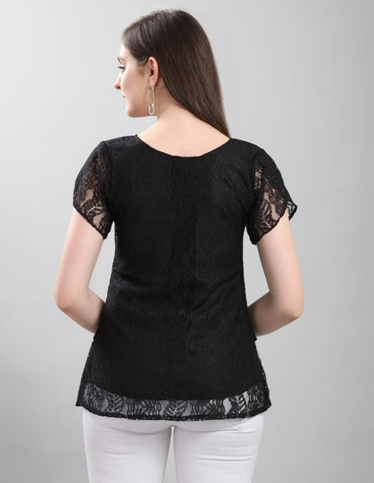 Fab Black Coloured Net Russell Net Partywear Top | Sudathi