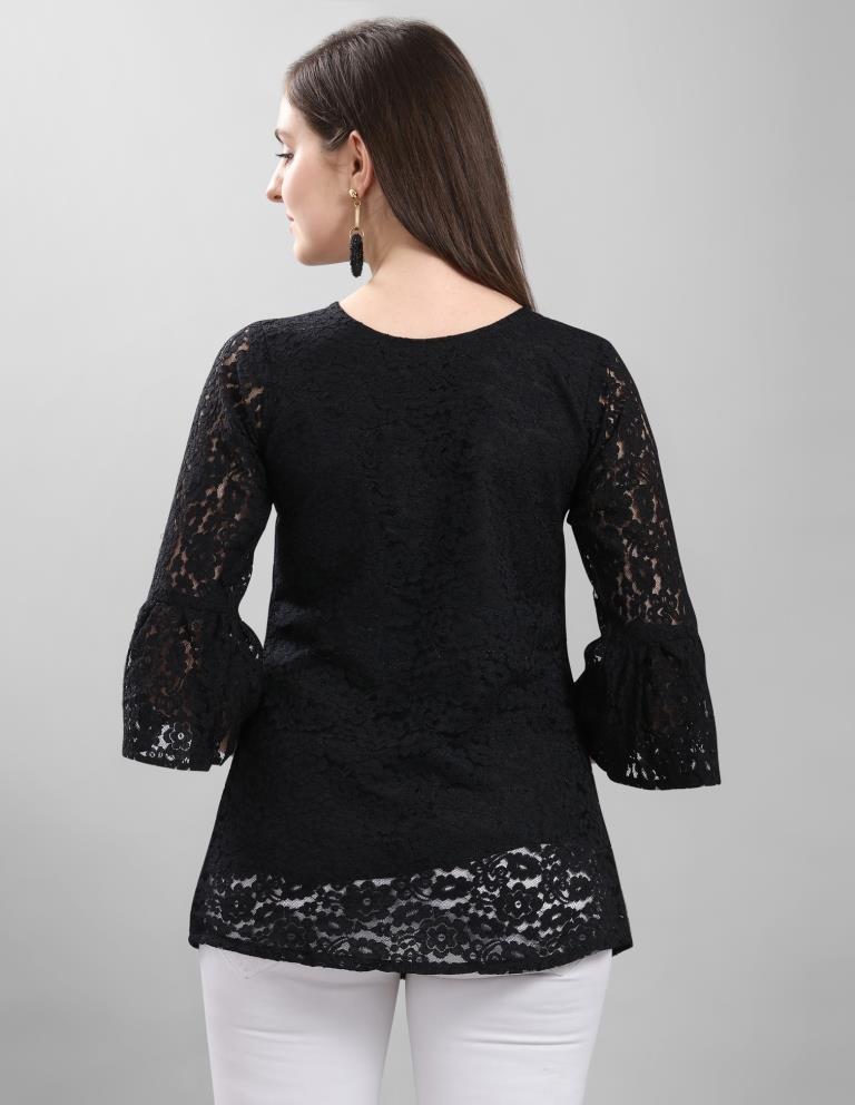 Graceful Black Coloured Net Russell Net Partywear Top | Sudathi