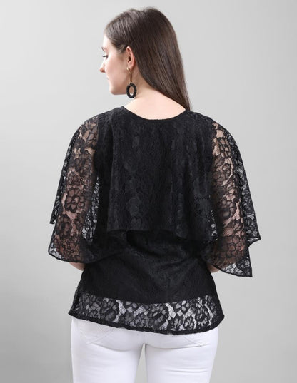 Beautiful Black Coloured Net Russell Net Partywear Top | Sudathi