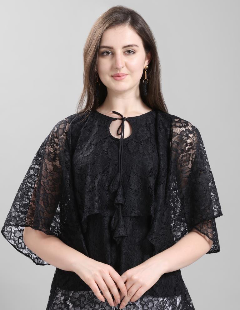 Beautiful Black Coloured Net Russell Net Partywear Top | Sudathi