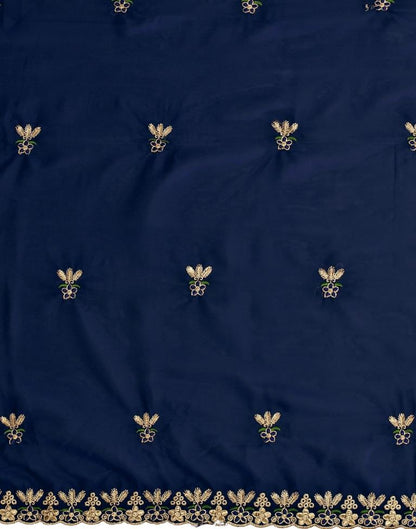 Creative Navy Blue Georgette Embroidered Unstitched Salwar Suit | Sudathi