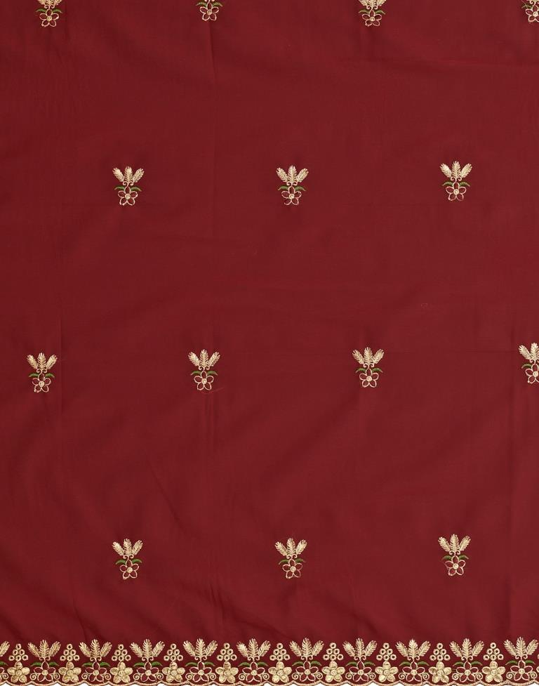 Enticing Maroon Georgette Embroidered Unstitched Salwar Suit | Sudathi