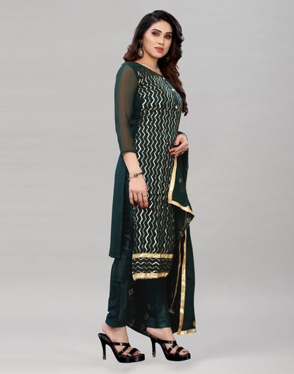 Amazing Dark Green Georgette Sequence Work Unstitched Salwar Suit | Sudathi