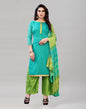 Precious Turquoise Green Cotton Embroidered Unstitched Salwar Suit | Sudathi