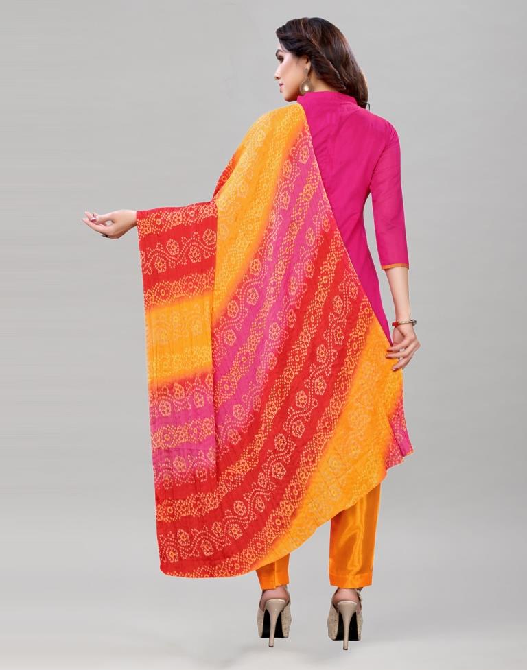 Imperial Pink Cotton Embroidered Unstitched Salwar Suit | Sudathi