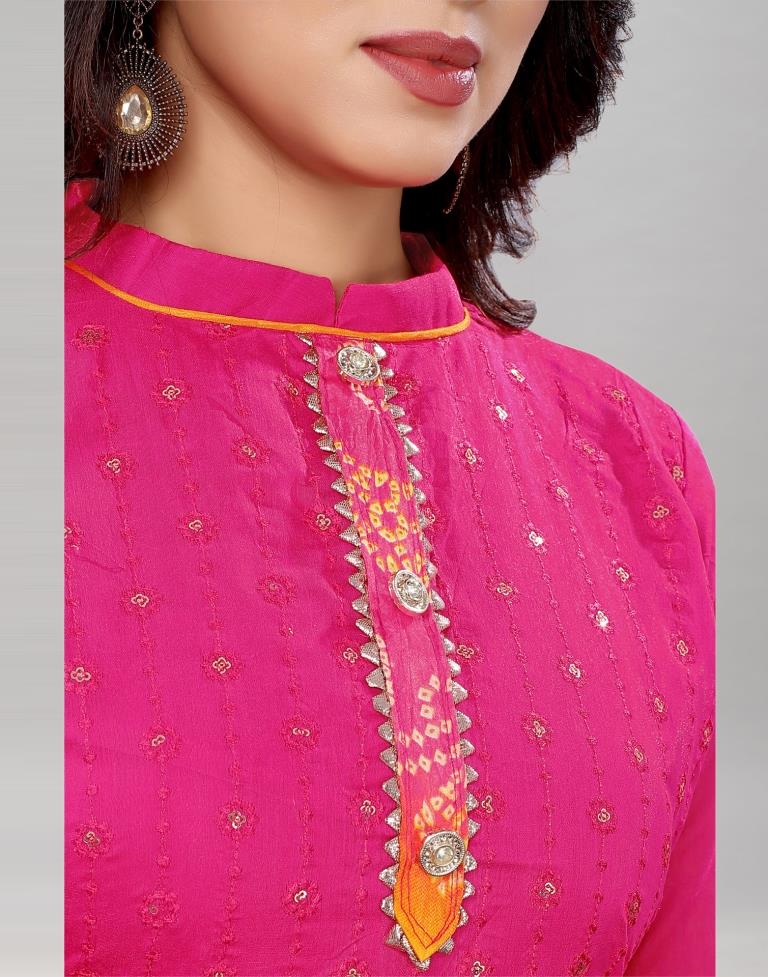 Imperial Pink Cotton Embroidered Unstitched Salwar Suit | Sudathi