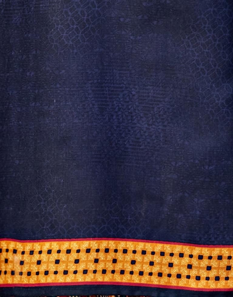 Vintage Navy Blue Cotton Printed Unstitched Salwar Suit | Sudathi