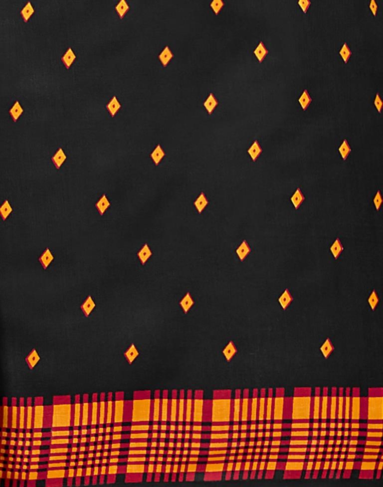 Valiant Black Cotton Printed Unstitched Salwar Suit | Sudathi