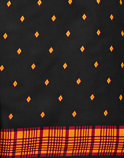 Valiant Black Cotton Printed Unstitched Salwar Suit | Sudathi