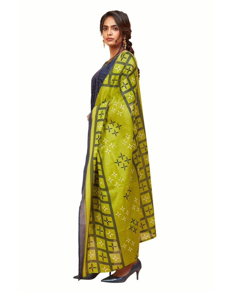 Gleaming Navy Blue Cotton Printed Unstitched Salwar Suit | Sudathi