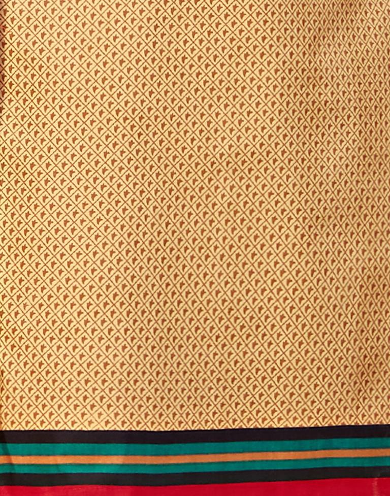 Flamboyant Beige Cotton Printed Unstitched Salwar Suit | Sudathi