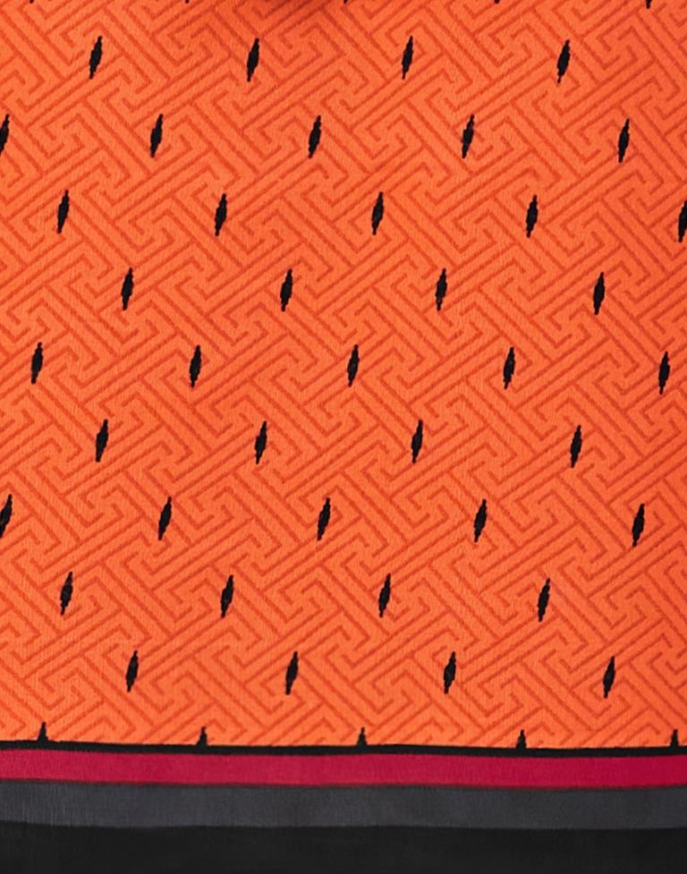 Epitome Orange Cotton Printed Unstitched Salwar Suit | Sudathi