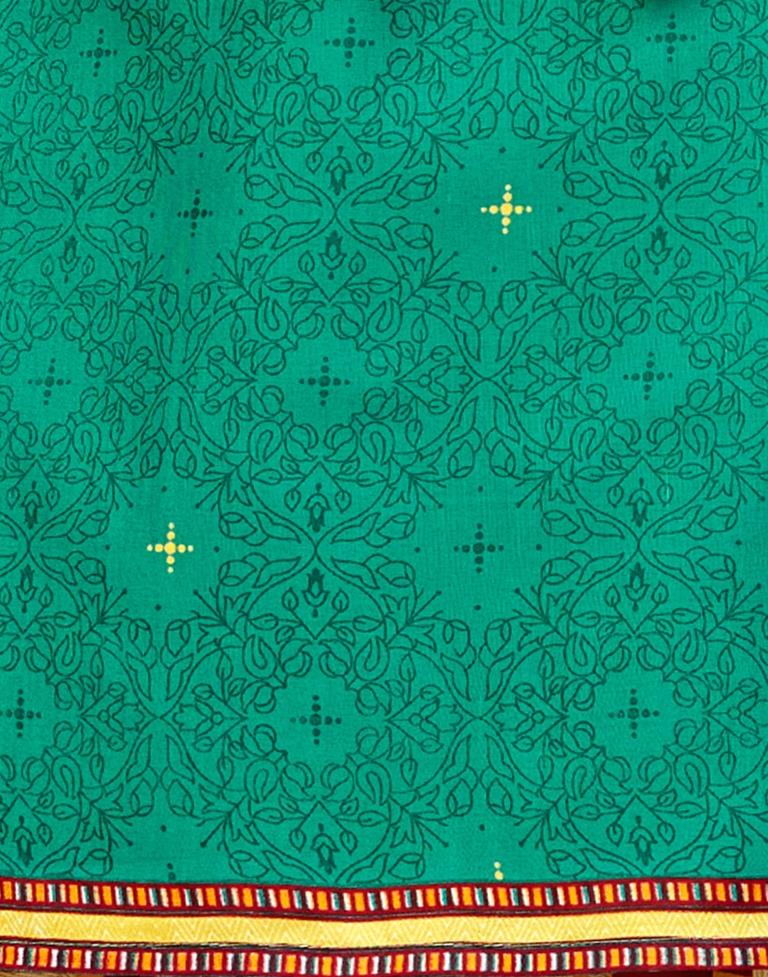 Idyiic Turquoise Green Cotton Printed Unstitched Salwar Suit | Sudathi