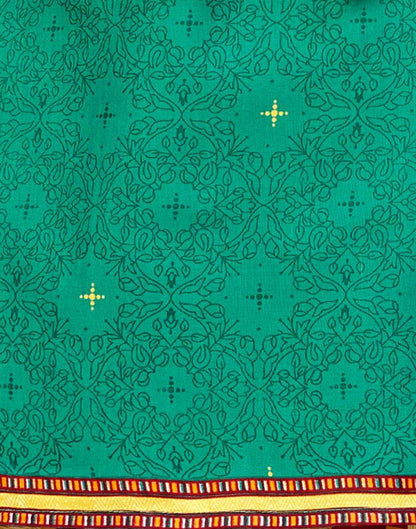 Idyiic Turquoise Green Cotton Printed Unstitched Salwar Suit | Sudathi