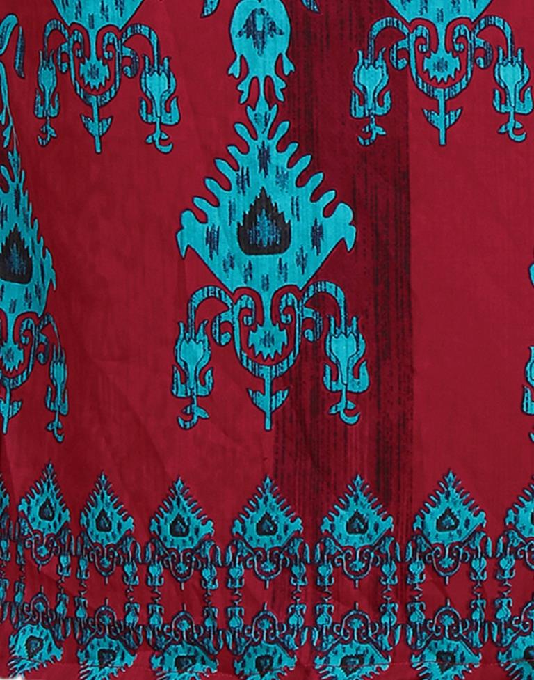Lustrous Burgundy Printed Unstitched Salwar Suit | Sudathi