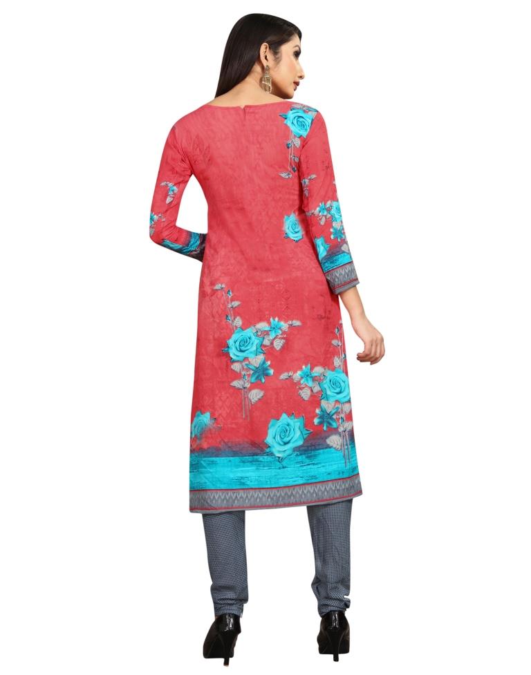 Amazing Strawberry Pink Printed Unstitched Salwar Suit | Sudathi