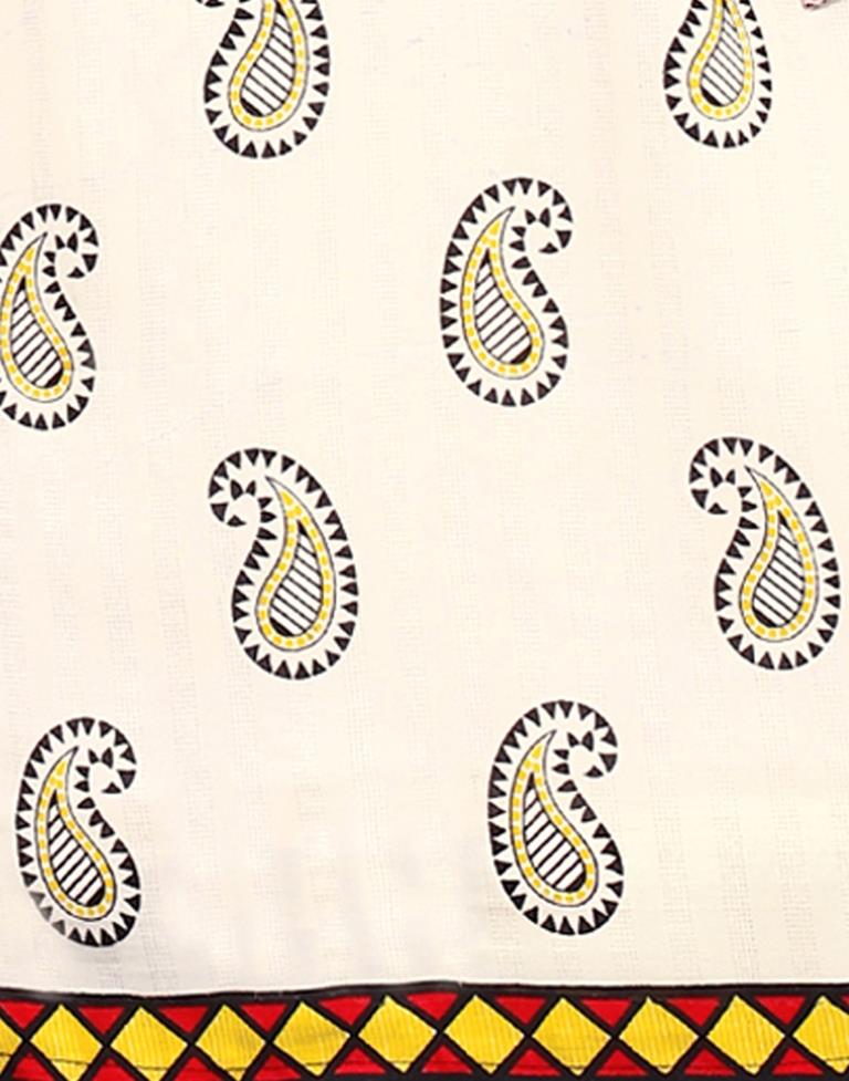 Marvelous White Printed Unstitched Salwar Suit | Sudathi
