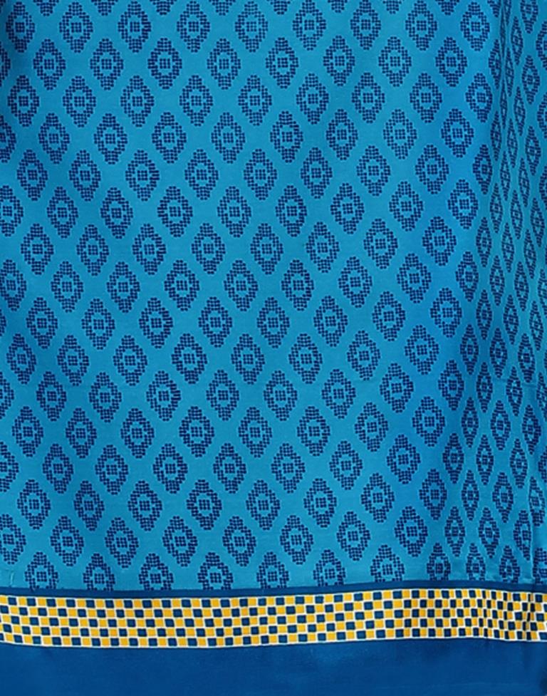 Pleasant Cerulean Blue Printed Unstitched Salwar Suit | Sudathi