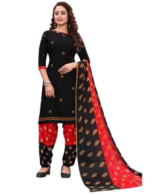 Stylish Black Printed Unstitched Salwar Suit | Sudathi