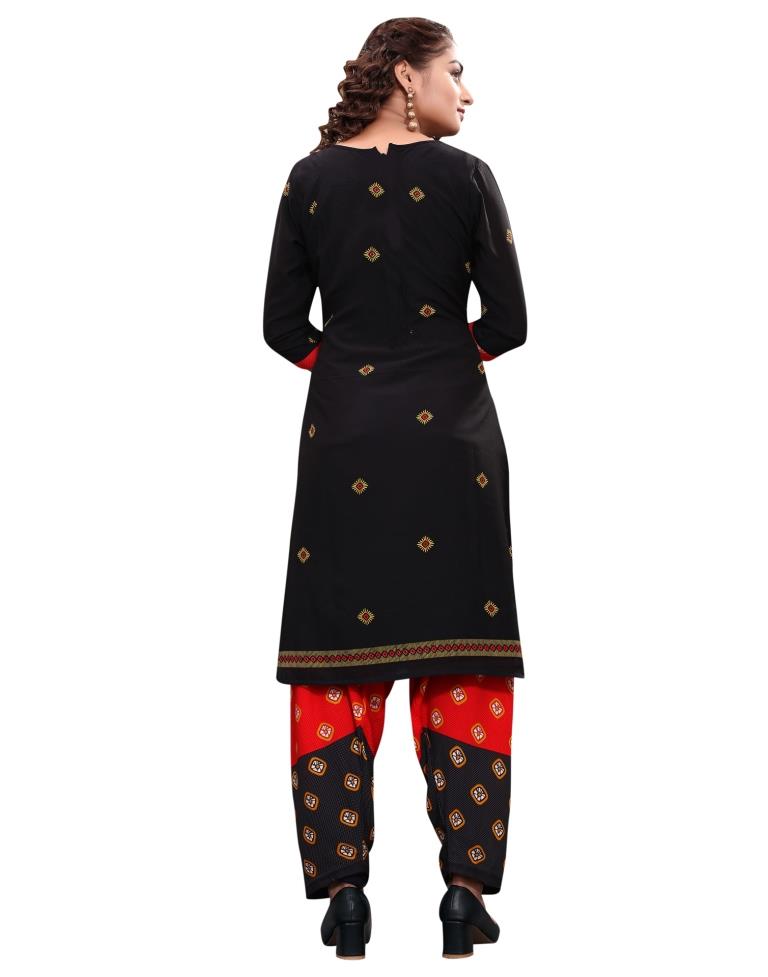 Stylish Black Printed Unstitched Salwar Suit | Sudathi