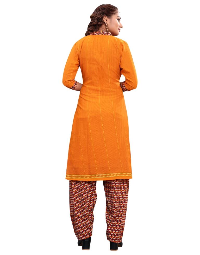 Peppy Turmeric Yellow Printed Unstitched Salwar Suit | Sudathi