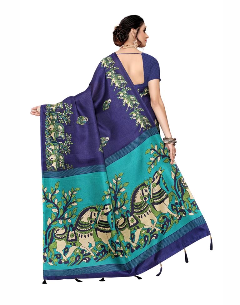 Navy Blue Coloured Art Silk Printed Saree | Sudathi