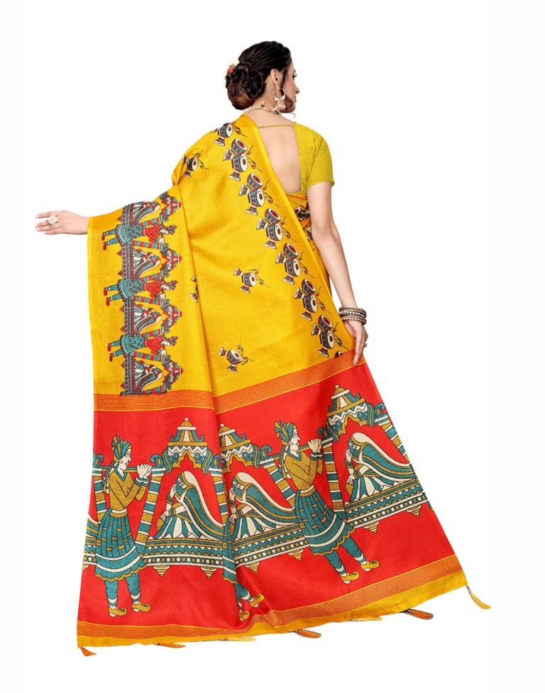 Yellow Coloured Art Silk Printed Saree | Sudathi