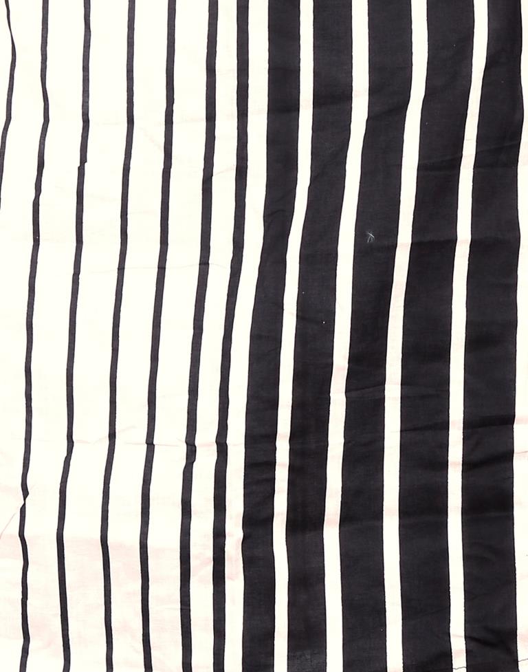 White And Black Cotton Printed Unstitched Salwar Suit | Sudathi