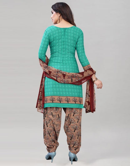 Angellic Turquoise Green Printed Unstitched Salwar Suit | Sudathi