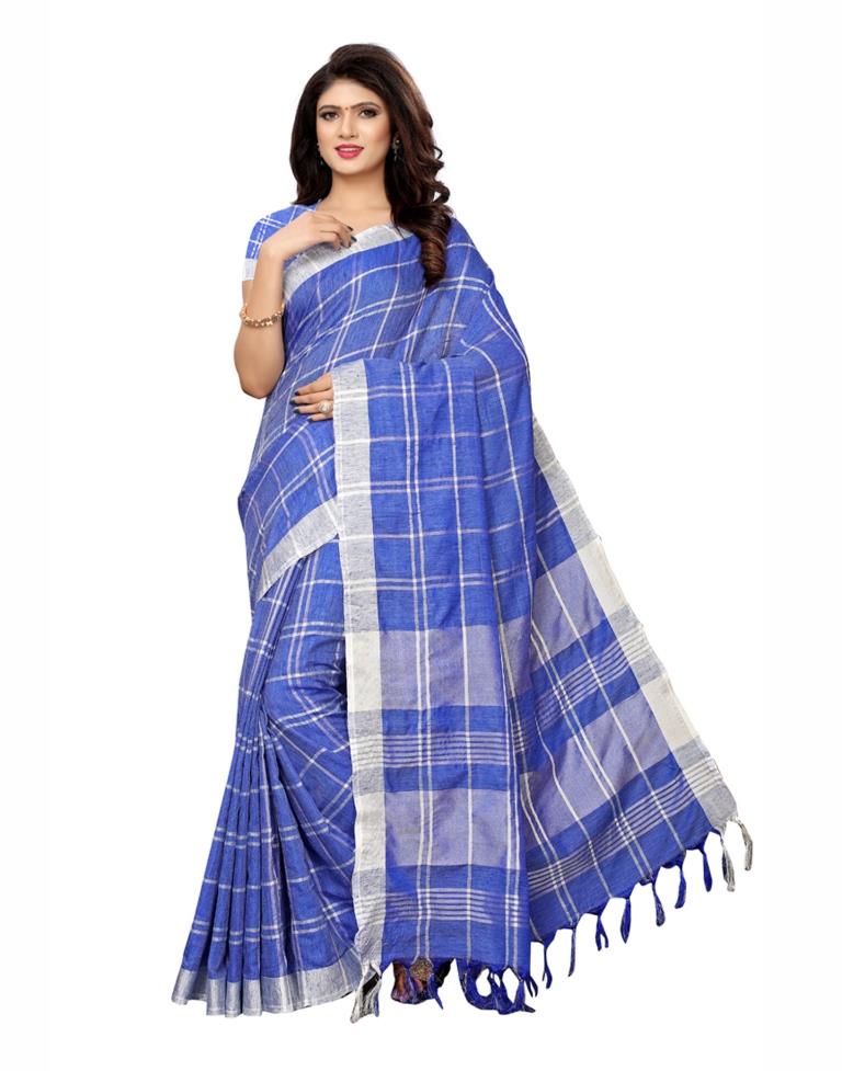 Blue Coloured Poly Linen Woven Saree | Sudathi